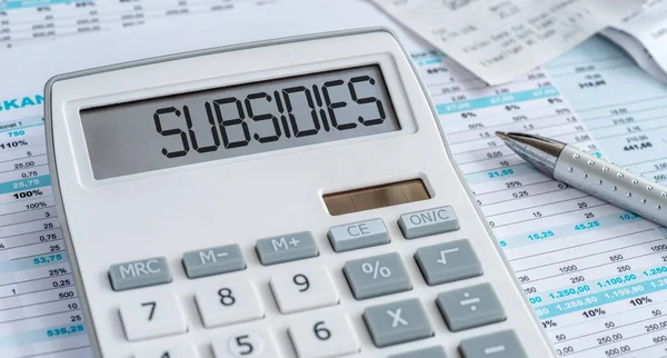 Calculator Word Subsidies Display — Stockfoto