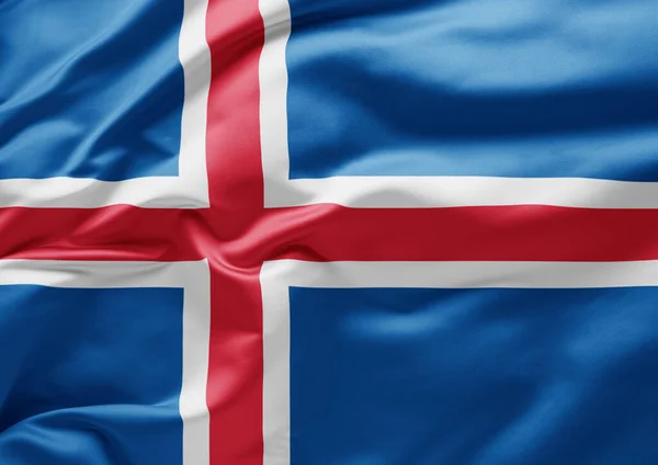 Das Schwenken Der Isländischen Nationalflagge — Stockfoto