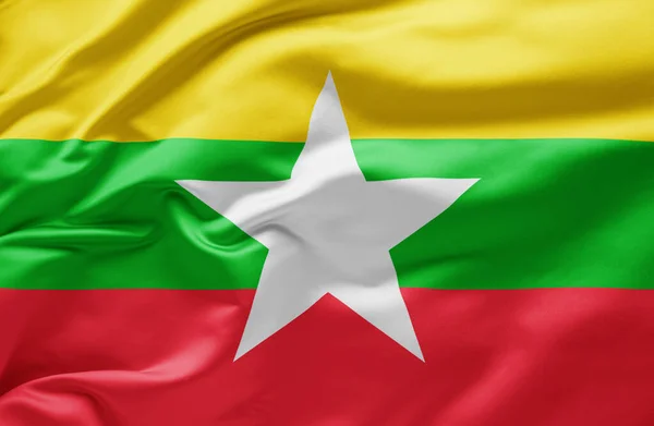 Ondeando Bandera Nacional Myanmar — Foto de Stock