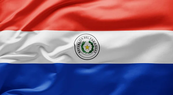 Acenando Bandeira Nacional Paraguai — Fotografia de Stock