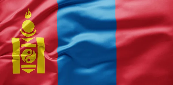 Waving National Flag Mongolia — Stock Photo, Image