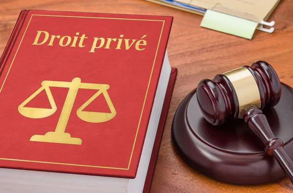 Een Wetboek Met Een Hamer Privaatrecht Het Frans Droit Prive — Stockfoto