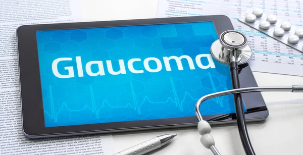 Palabra Glaucoma Pantalla Una Tableta —  Fotos de Stock