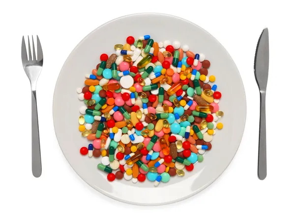 Pills served as a healthy meal — Stock Photo, Image