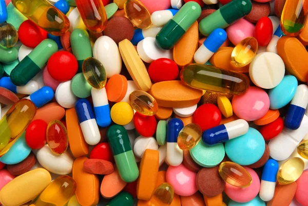 Colorful pills, tablets and capsules — Stock Photo, Image