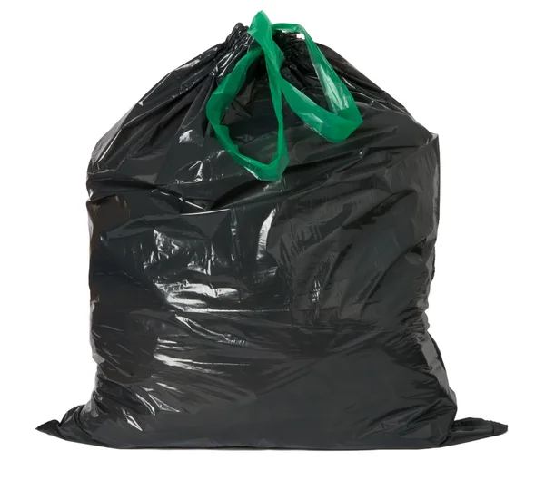 Izole beyaz zemin üzerine siyah çöp torbası — Stok fotoğraf