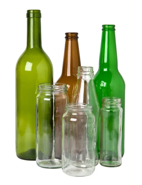 Botellas de vidrio preparadas para reciclar — Foto de Stock