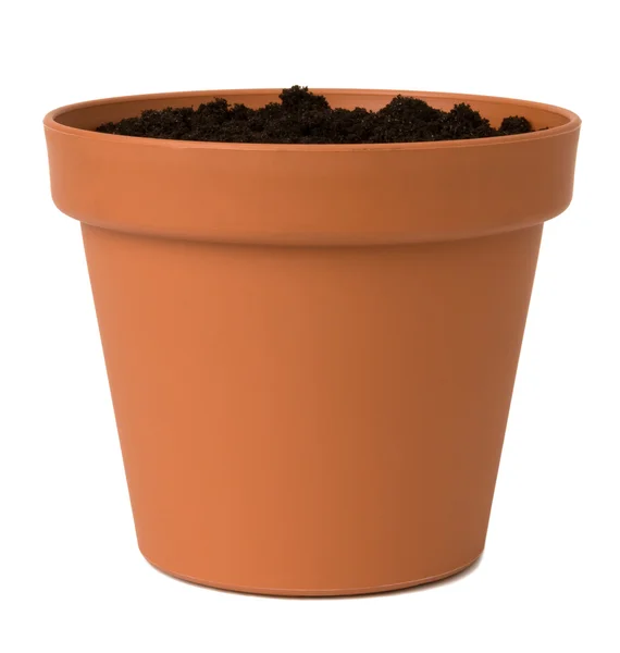 Flower pot with soil — Stock Photo, Image