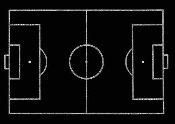 Fotbollsplan på en svart tavla — Stockfoto