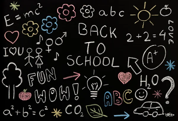 Drawings on a blackboard — Stock Photo, Image