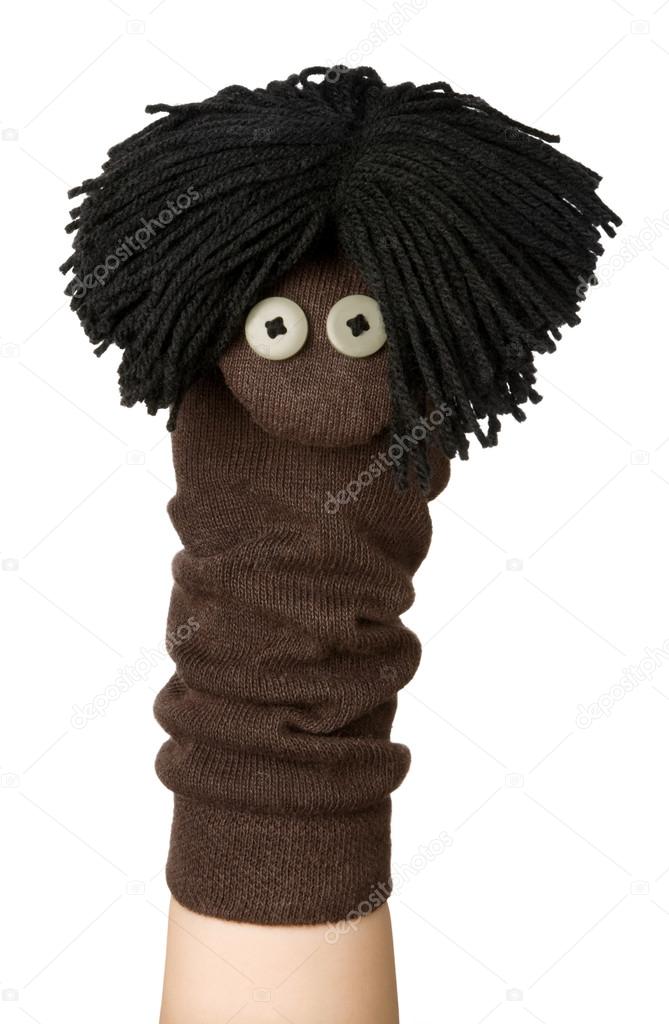 Funny sock puppet isolated on white Stock Photo by ©photkas 12641924
