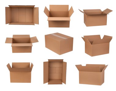 Cardboard boxes isolated on white clipart