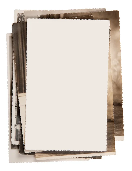 Blank photo on a stack of old photos — Stock Photo, Image