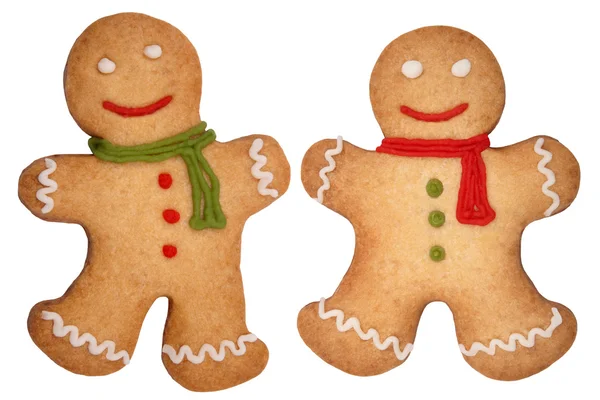 Biscoitos de homem de gengibre de Natal isolados em branco — Fotografia de Stock