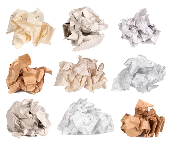 Crumpled paper balls isolated on white — Stock Photo, Image