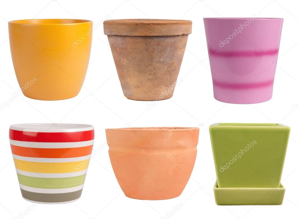 Flower pots isolated on white