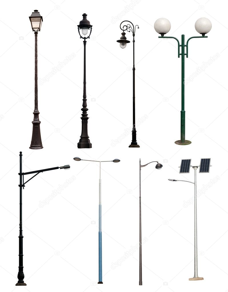 Lamp posts isolated on white