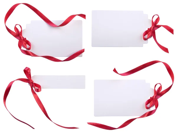 Cards with red ribbons — Stock Photo, Image