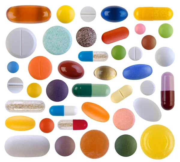 Colorful pills isolated on white background — Stock Photo, Image