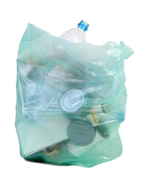 Bag full of rubbish isolated on white background — Stock Photo, Image