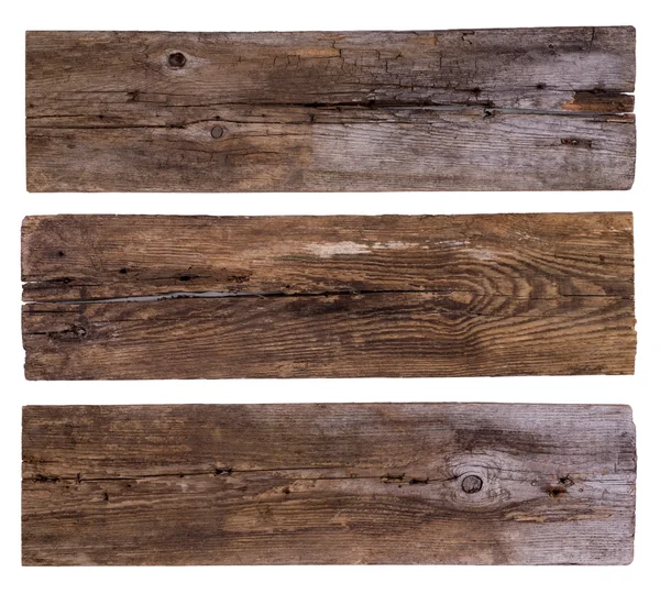 Tábuas de madeira velhas isoladas no fundo branco — Fotografia de Stock