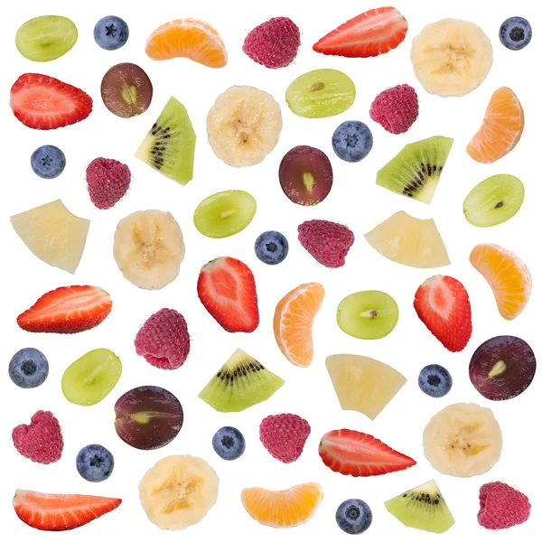 Cut fruit for salad isolated on white background — Stock Photo, Image