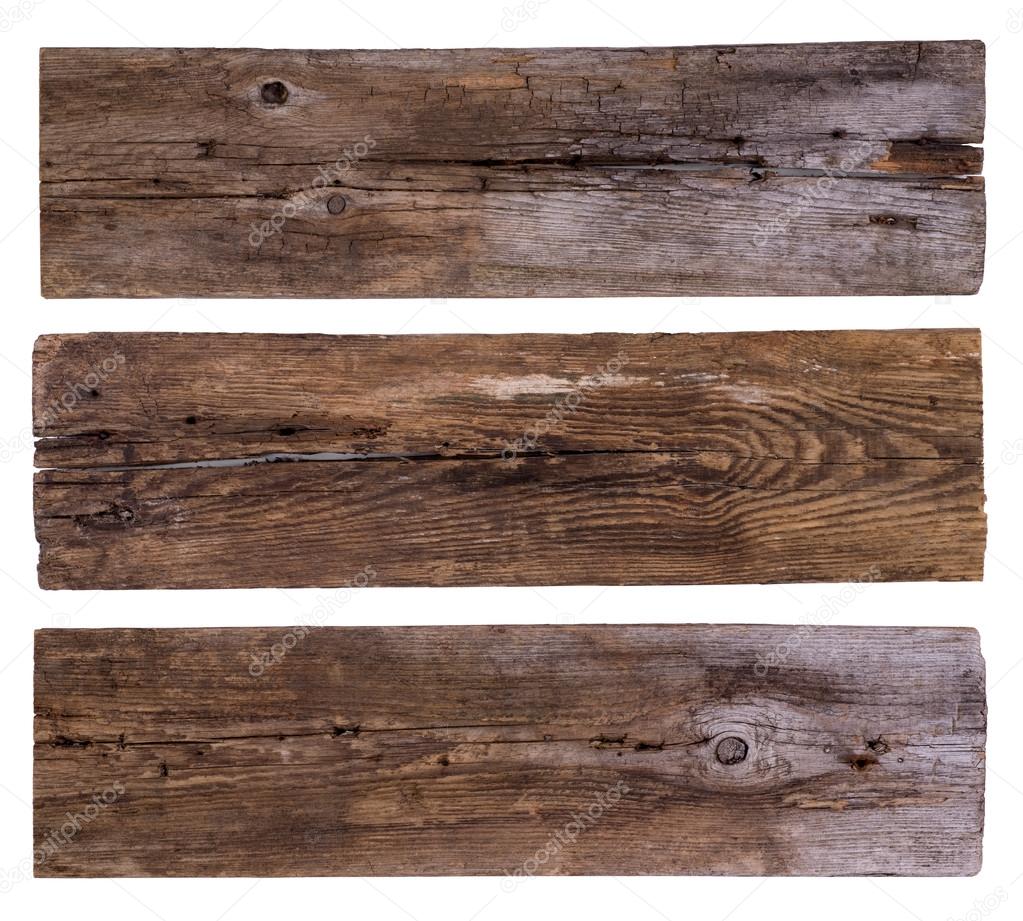 Old wooden planks isolated on white background