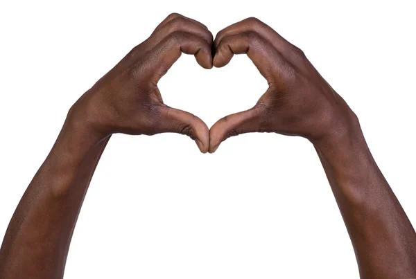 Τα χέρια με τη μορφή της καρδιάς που απομονώνονται σε λευκό φόντο — Φωτογραφία Αρχείου