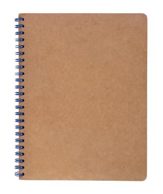 kahverengi defter beyaz arkaplanda izole edildi