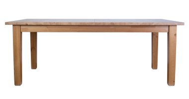 Tahta masa beyaz arkaplanda izole edildi