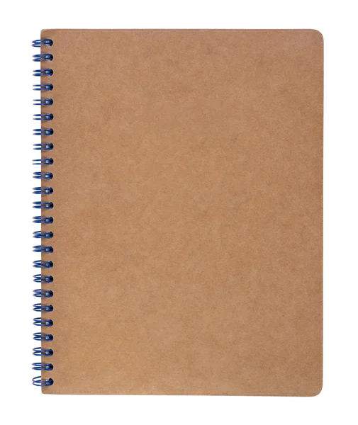 白色背景隔离的棕色笔记本 — 图库照片