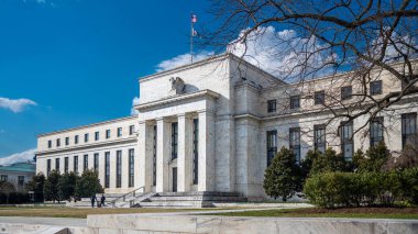 Washington DC-Nov 15, 2021 ABD Federal Rezerv Bankası 'nın ön girişi çift faiz oranları ve istihdam politikasından sorumlu Rezerv Kurulu' nun evi