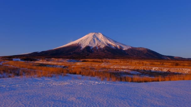 2022年2月23日 来自日本山崎中原的红色富士雪景 — 图库视频影像