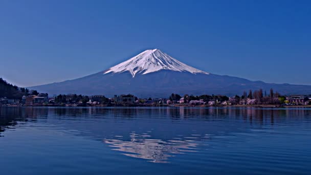 Fuji Frühling Von Ubuyagasaki Lake Kawaguchi Japan 2022 — Stockvideo