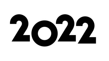 Mutlu yıllar 2022 metin tasarımı. Takvim, tebrik kartı ya da yazdırma için tasarım. Beyaz arkaplanda izole vektör illüstrasyonu.
