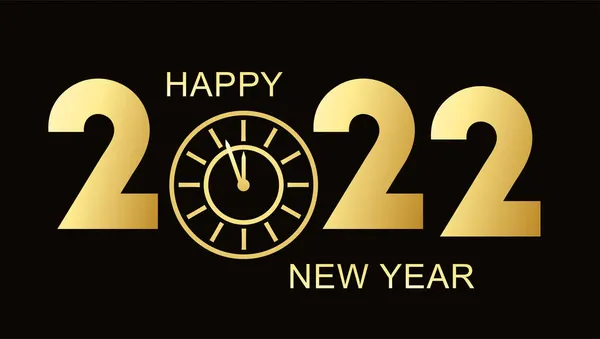 Vector 2022 Happy New Year Achtergrond Met Gouden Klok Geïsoleerde — Stockvector