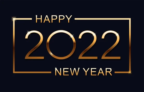Gelukkig Nieuw 2022 Jaar Elegante Gouden Tekst Met Licht Minimalistische — Stockvector