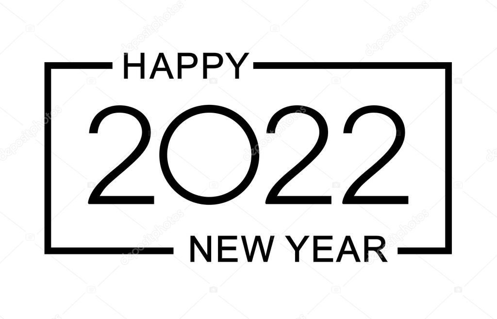 Happy new year 2022 design template. Isolated vector illustration on white background.