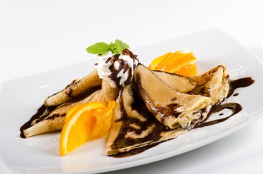 çikolata ve turuncu ile Pancakes