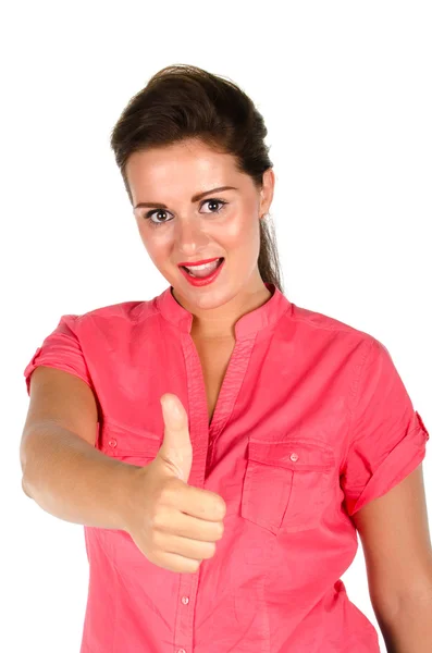 Young woman giving you thumbs up — Stock Photo, Image