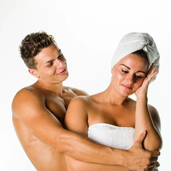 Young couple after shower — Stock Photo, Image