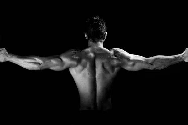 Uomo muscolare in bianco e nero Foto Stock