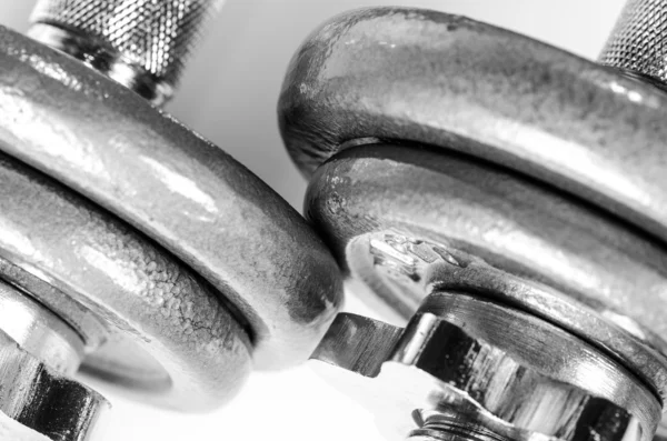 Grey dumbbells — Stock Photo, Image