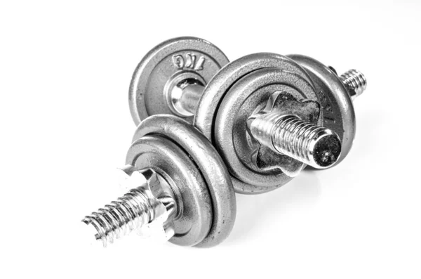 Grey dumbbells — Stock Photo, Image