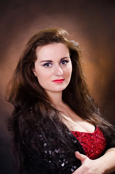 Portrait of young beautiful soprano singer — Stock Photo, Image