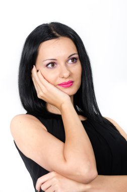 Elini yüzüne poz güzel esmer