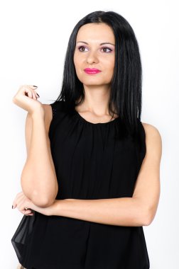 katlanmış silah ile güzel esmer