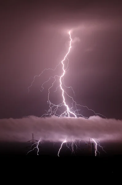 Clouds and thunder lightnings — Stock Photo, Image