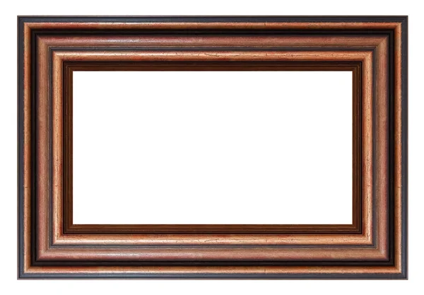 Old Style Vintage Wooden Brown Frame Isolated White Background — Stock Photo, Image