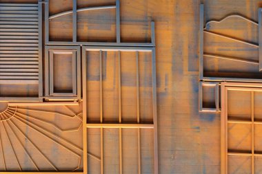 Turuncu renge boyanmış soyut mimari metal endüstriyel yapı